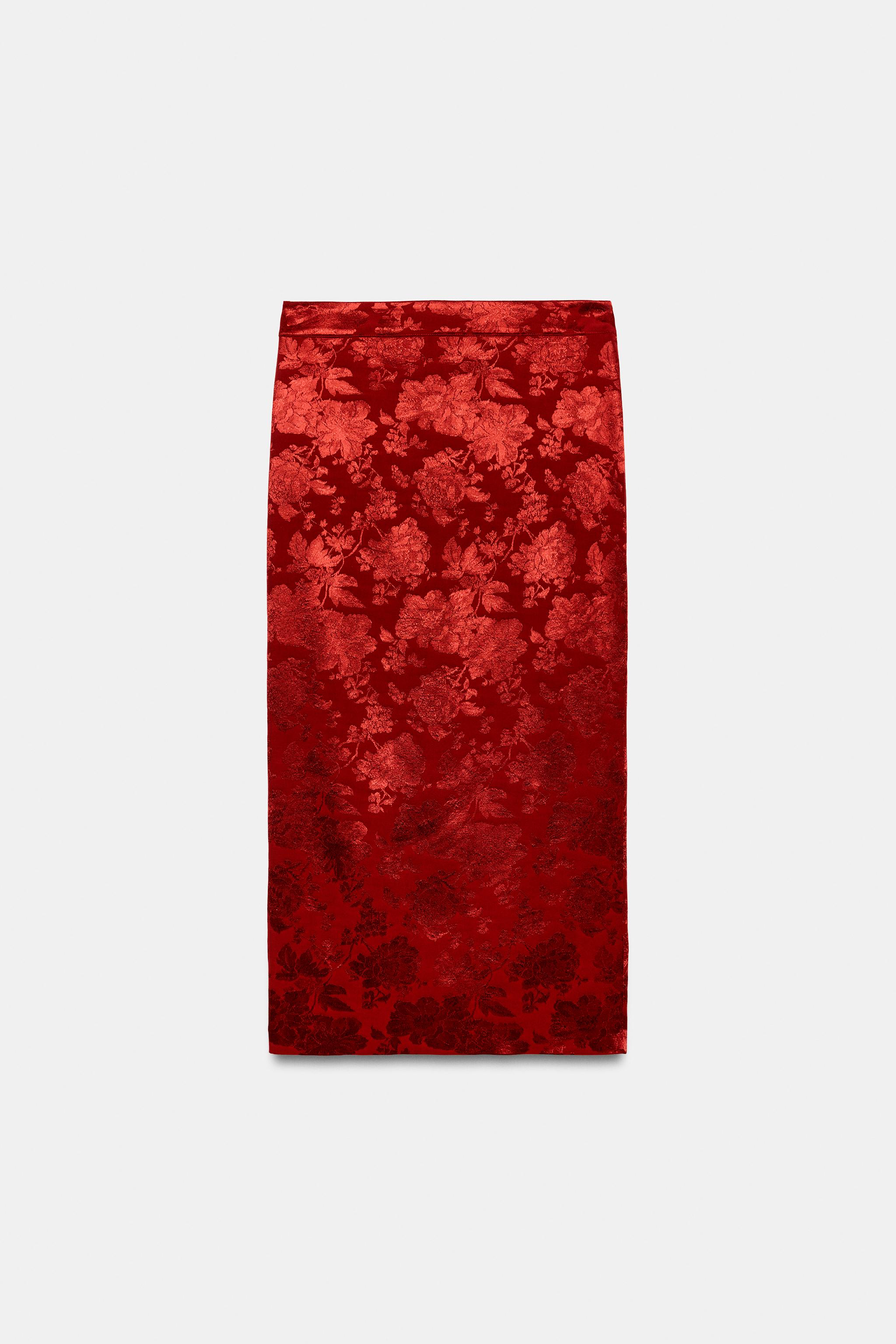 FLORAL JACQUARD MIDI SKIRT